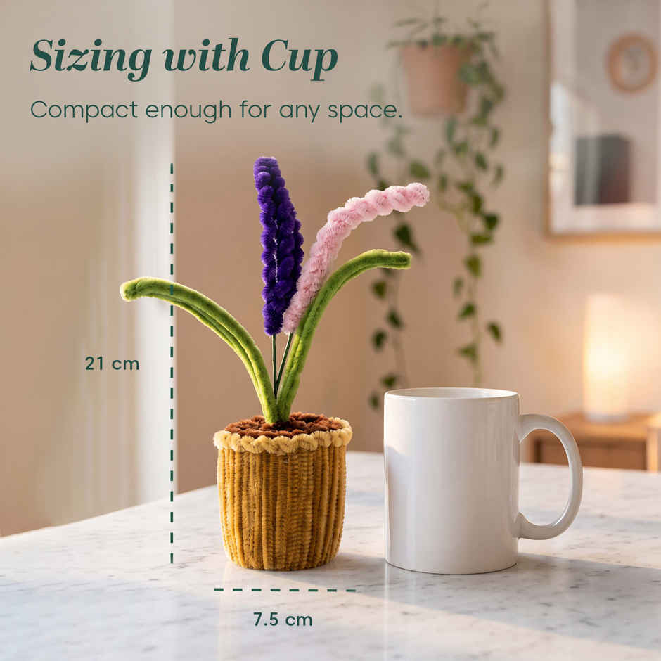 Kyari Soft Chenille Handmade Potted Flower Desk Decor | Purple & Pink