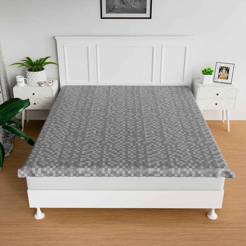 Kuber Industries PVC 80x80 Inch Double Bed Mattress Protector Check Dustproof | Gray