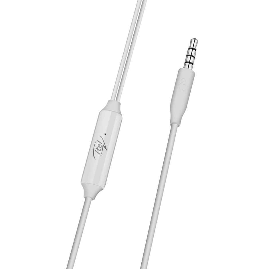 itel Iep12 Wired Earphones - 10Mm Drivers, Tilt Design, 10-Min Fast Charge, In-Line Mic (White)