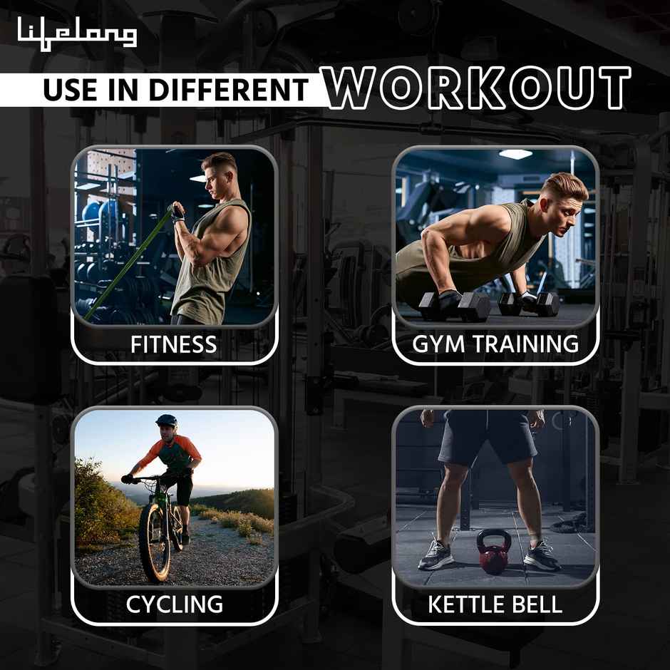 Lifelong Men's Exercise Suede Gym Gloves | Medium | Black