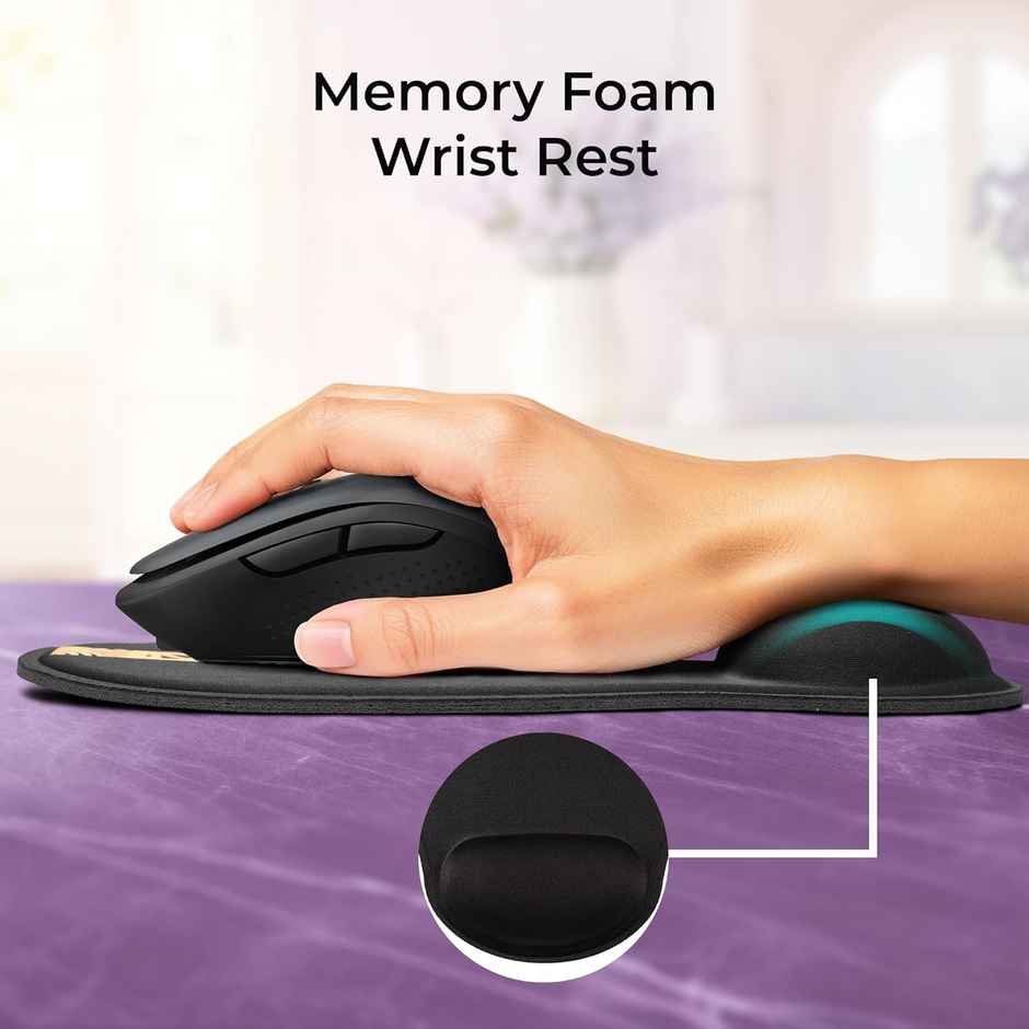 Zebronics MSP-X5 Mouse Pad | Ultra-Smooth Fabric Surface with Memory Foam Wrist Rest