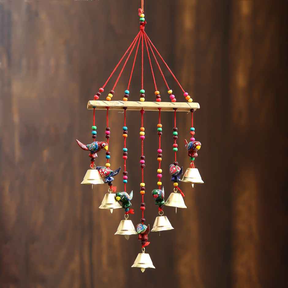 Parrot Beads Bells Hanging Wind Chimes | Housewarming Gift | Ecraftindia