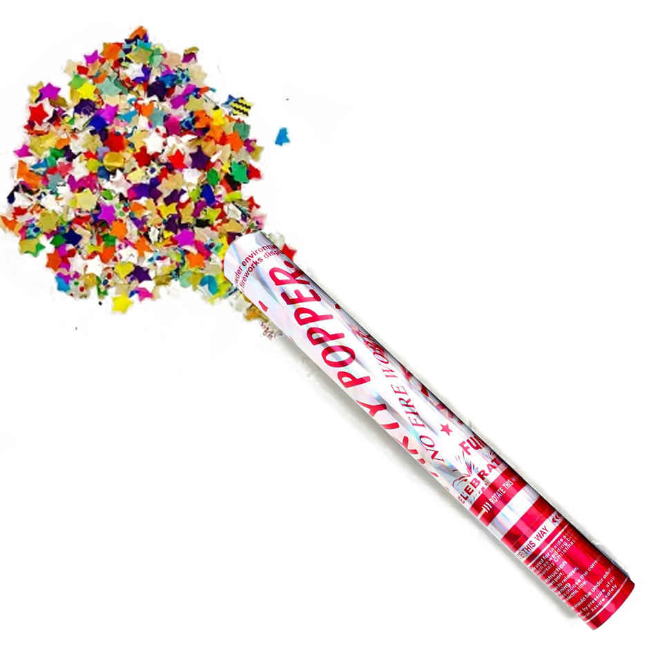 Star Party Poppers with Sparkling Stars | Multicolour | 40 cm Approx | Party Propz