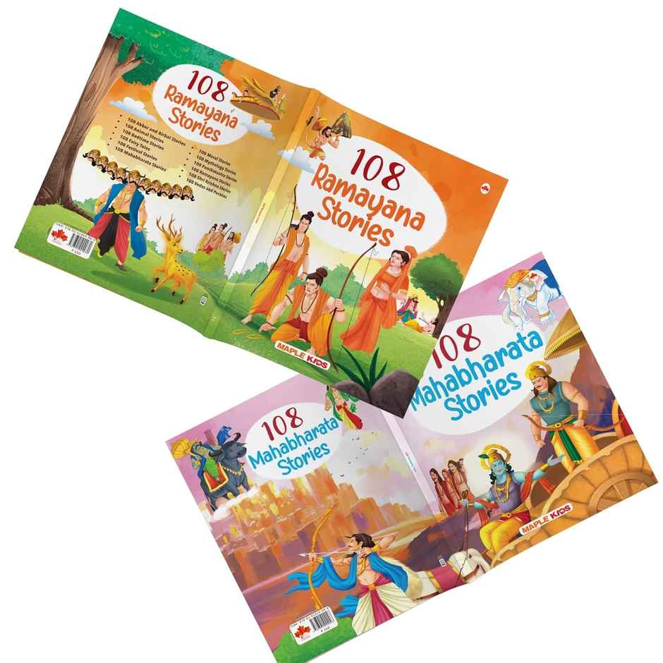 Stories from Ramayana and Mahabharata (Set of 2) (Illustrated) - Story Books for Kids