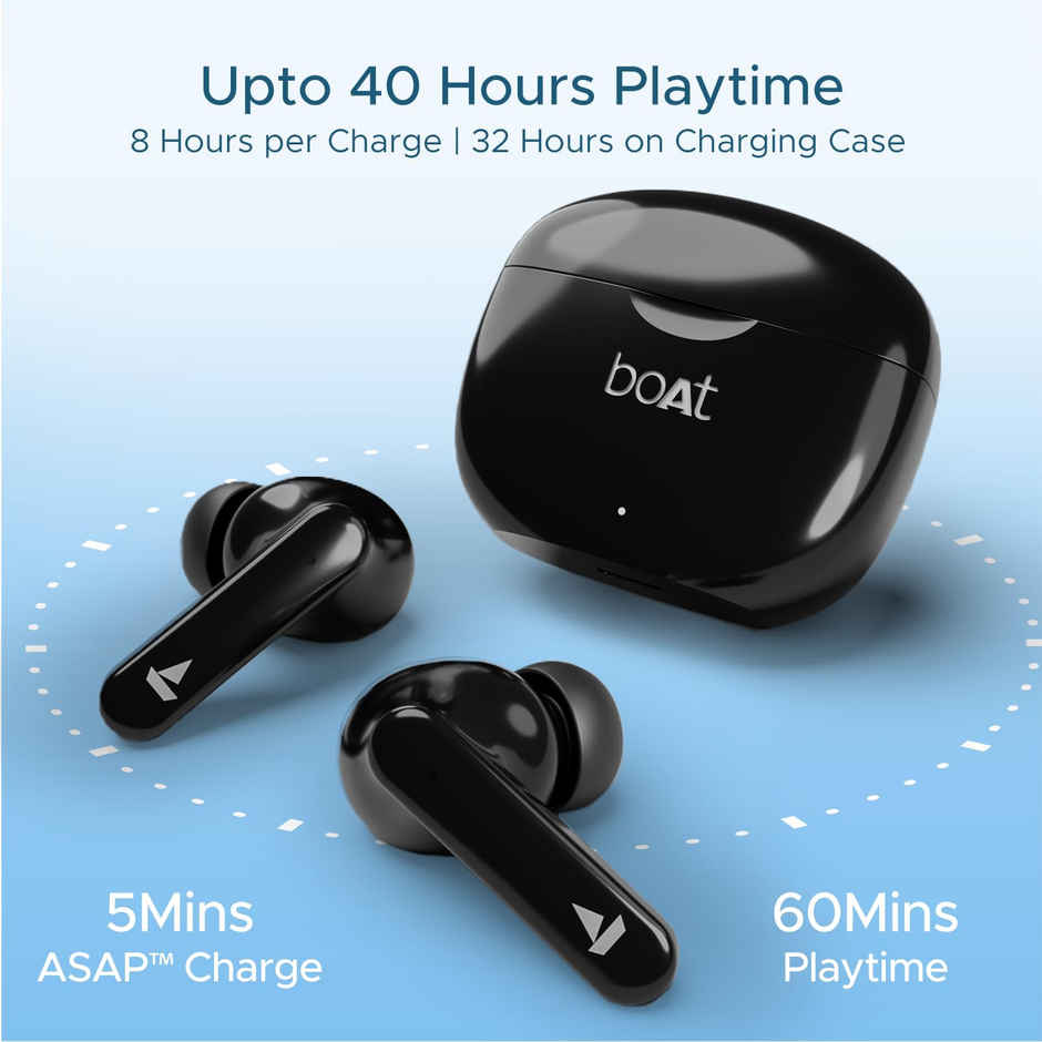 boAt Airdopes 120 TWS Earbuds W/in Ear Detection, 40h Playtime Quad Mics W/ Enx Tech(Active Black)