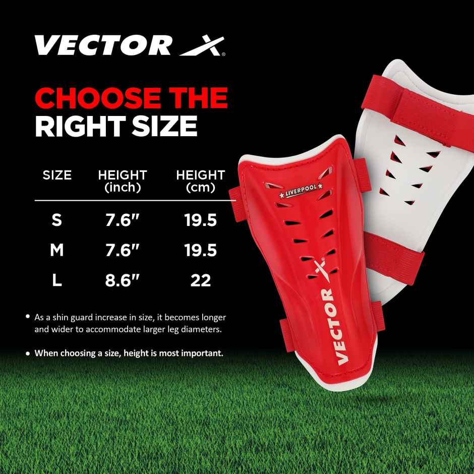 Vector X Liverpool Shinguard | Shinguard For Football | Shinguard For Men| Red | Set of 2|S/M