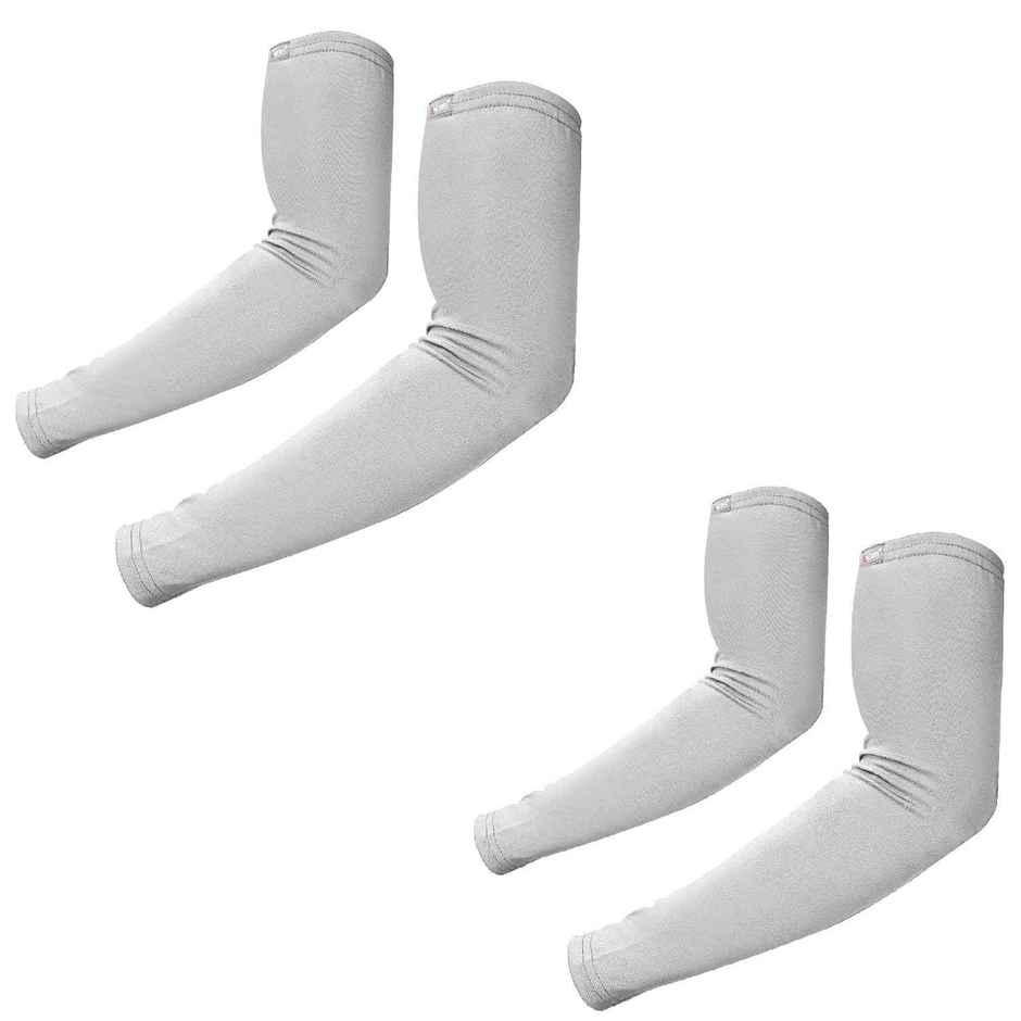 Autofy Pro|Fit 240 GSM Unisex Arm Sleeves UV Protection Compression/Cooling Effect | Grey | Pk of 2