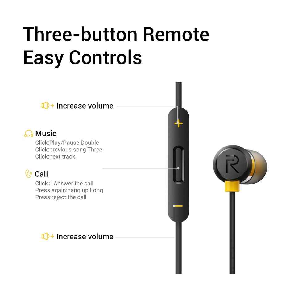 Realme Buds 2 Wired In Ear Earphones With Mic (Black)