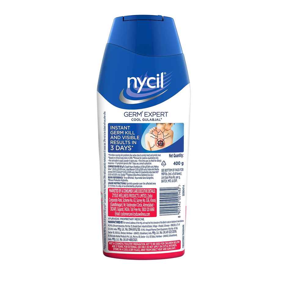 Nycil Germ Expert Cool Gulabjal Prickly Heat and Cooling Powder - 400 g