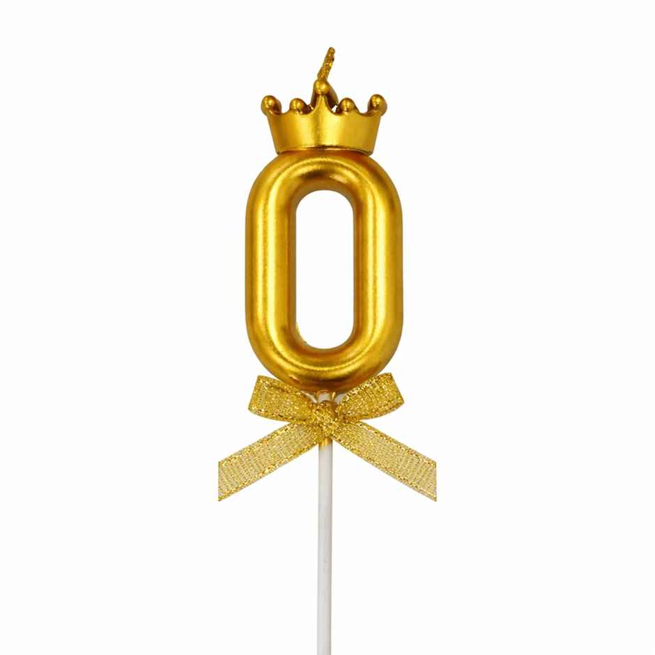 BeyondLuv Candles for Kids Birthday Party 0 Golden Number Candle With Crown
