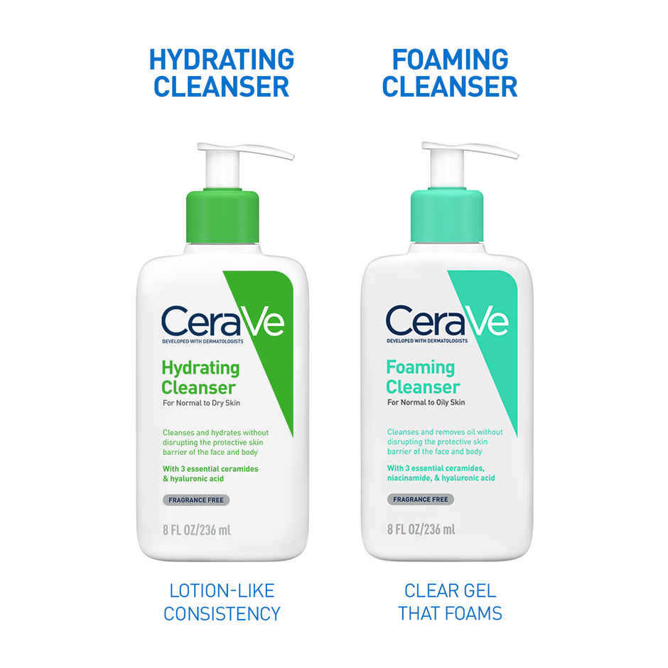 CeraVe Hydrating Cleanser Non-Foaming Face Wash For Dry Skin With Ceramides & Hyaluronic Acid