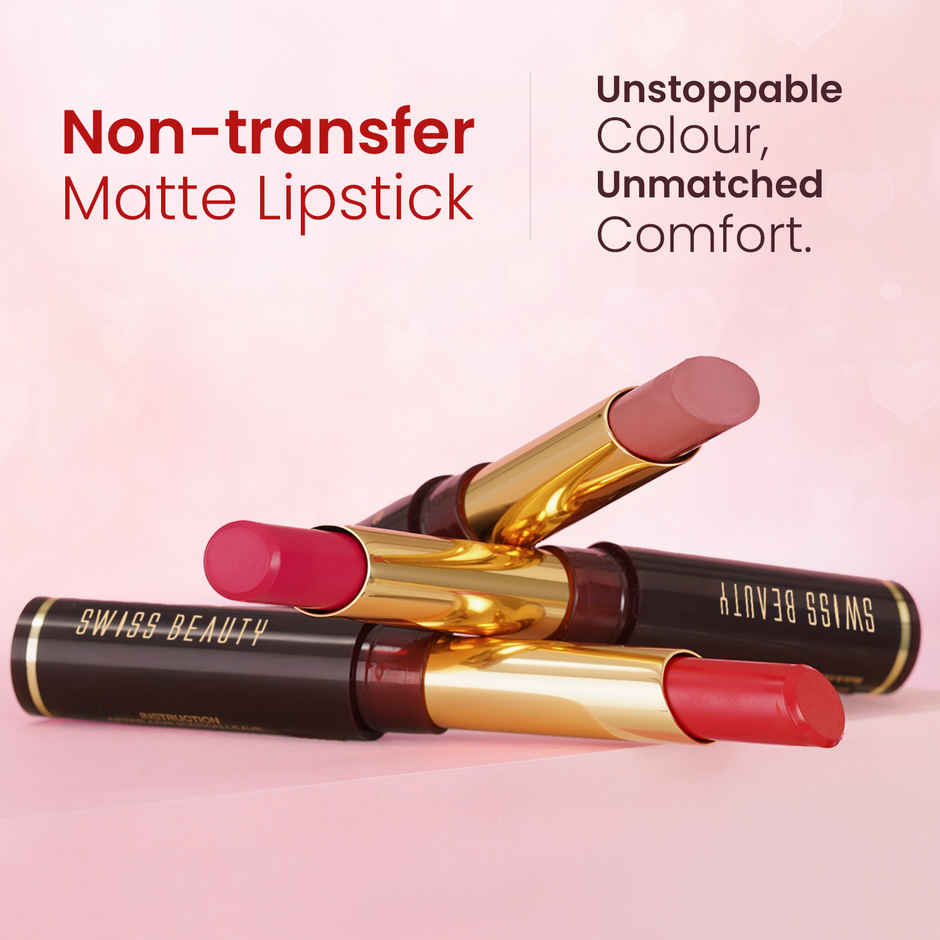Swiss Beauty Non-Transfer Matte Lipstick | 09 Cute Nude