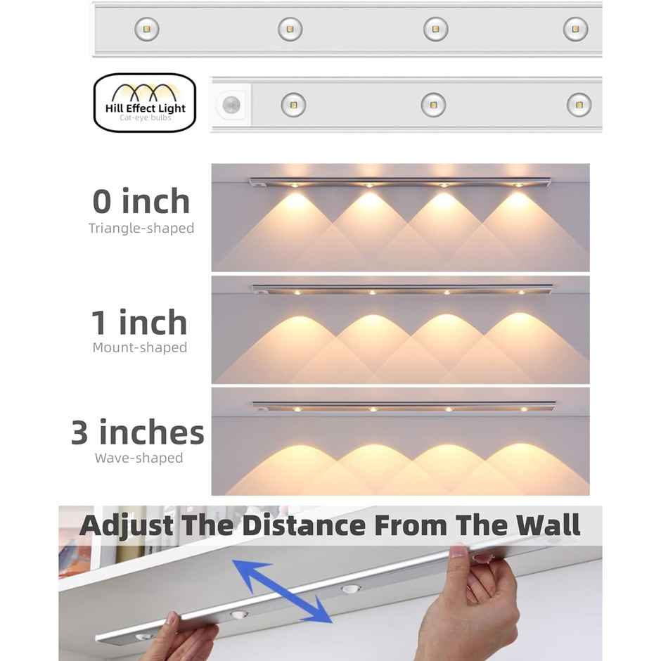 Desidiya Under The Cabinet Lights 40 Cm|Usb Rechargeable, Magnetic, Wireless- Aluminium, Led, White