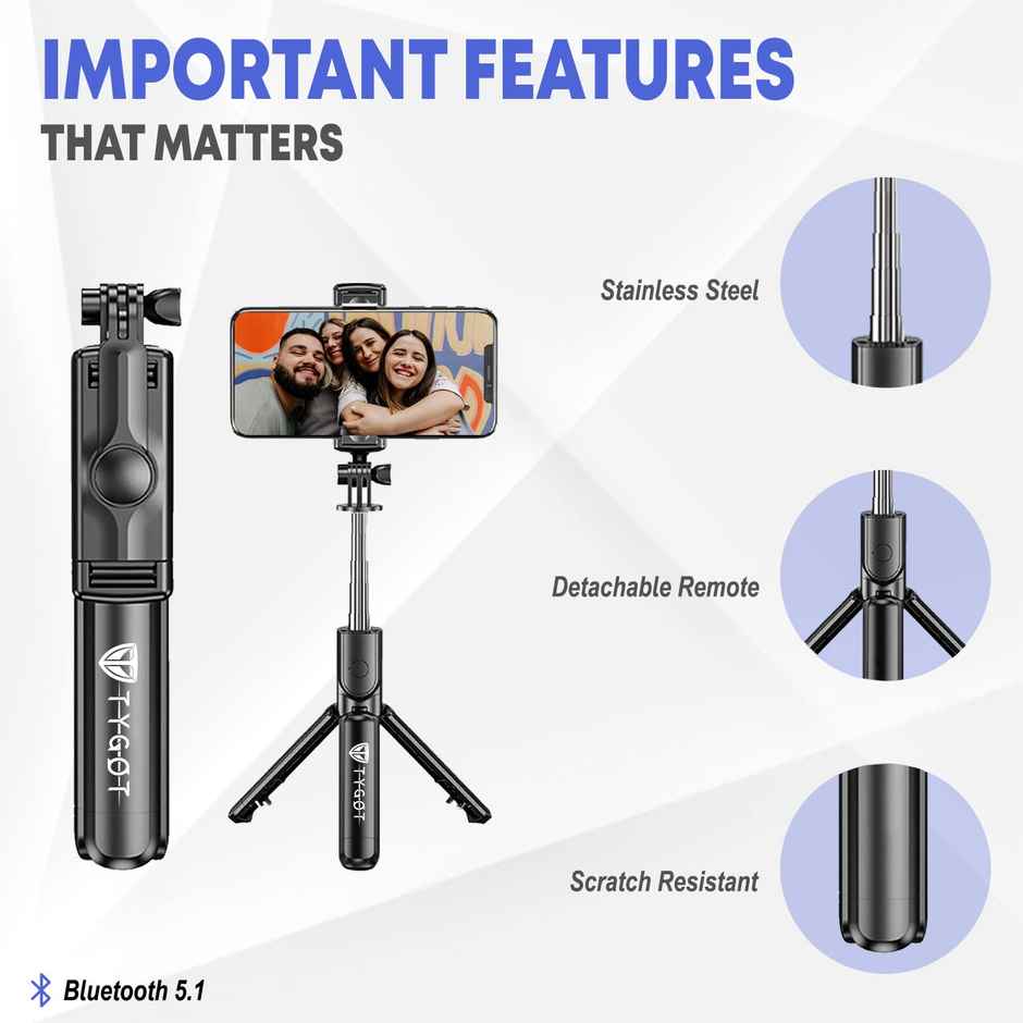 Tygot Bluetooth Extendable Selfie Stick,  3-in-1 multifunctional selfie stick