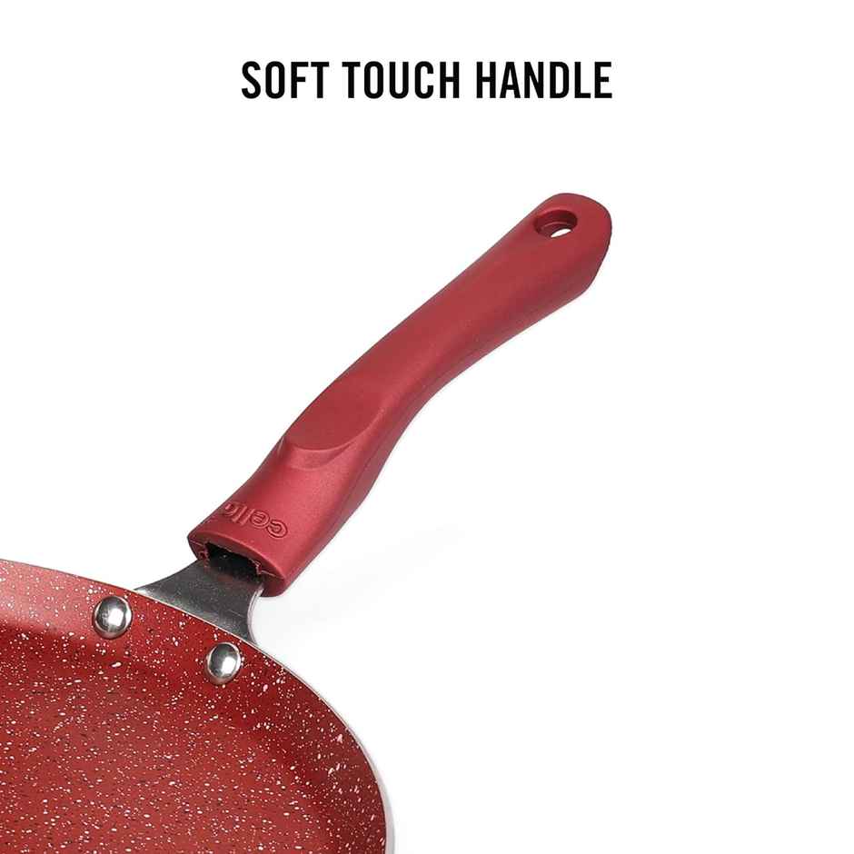 Cello Crown Non Stick Coating Induction Base Aluminium Dosa Tawa| 28 cm| Red