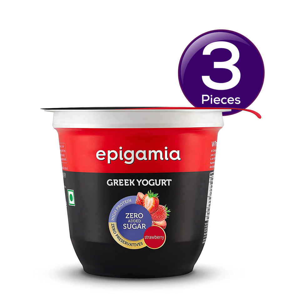 Epigamia No Added Sugar Strawberry Yogurt - 85gm Combo