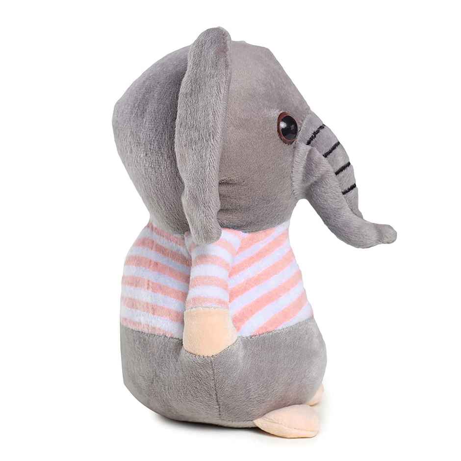 Webby Soft Animal Plush Elephant Toy | 20cm | Grey - Pink