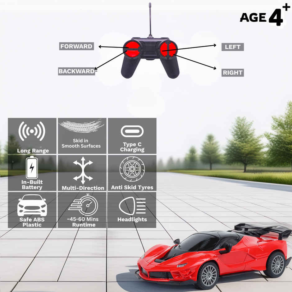 Race N Roll Hi Speed Rechargeable Remote Control Car 1:24 | Fer Red