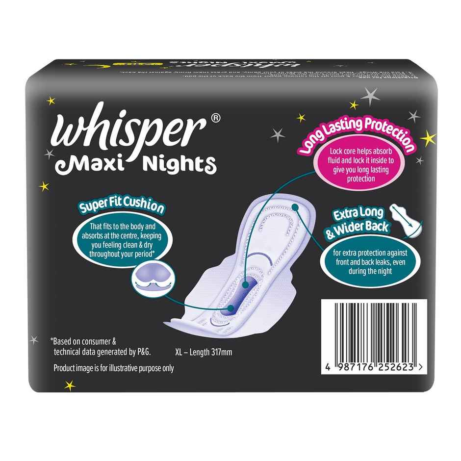 Whisper Maxi Nights Sanitary Pads | XL | 15 pcs