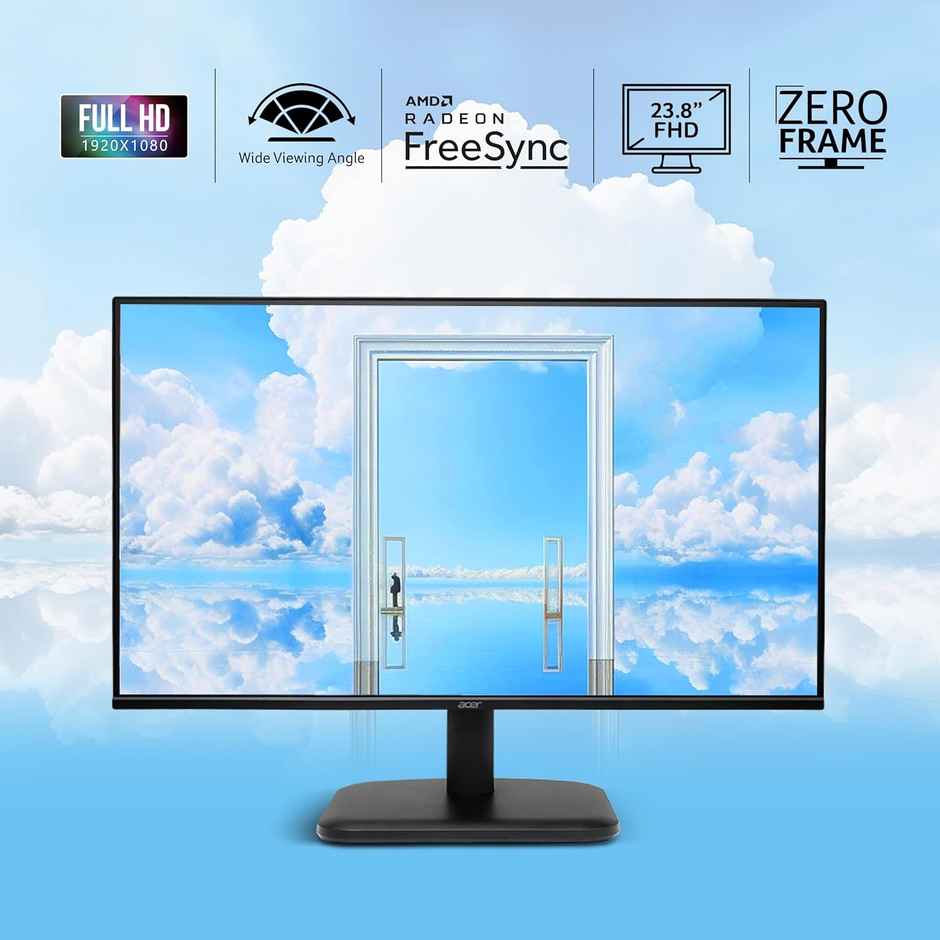 Acer EK240Y G0 23.8 Inch IPS Full HD 1920x1080 Backlit LED LCD Monitor I 1 MS VRB, 120Hz Refresh I 250 Nits I Zero Frame I HDMI & VGA Ports with HDMI Cable I Adaptive Sync I Eye Care Features - Black