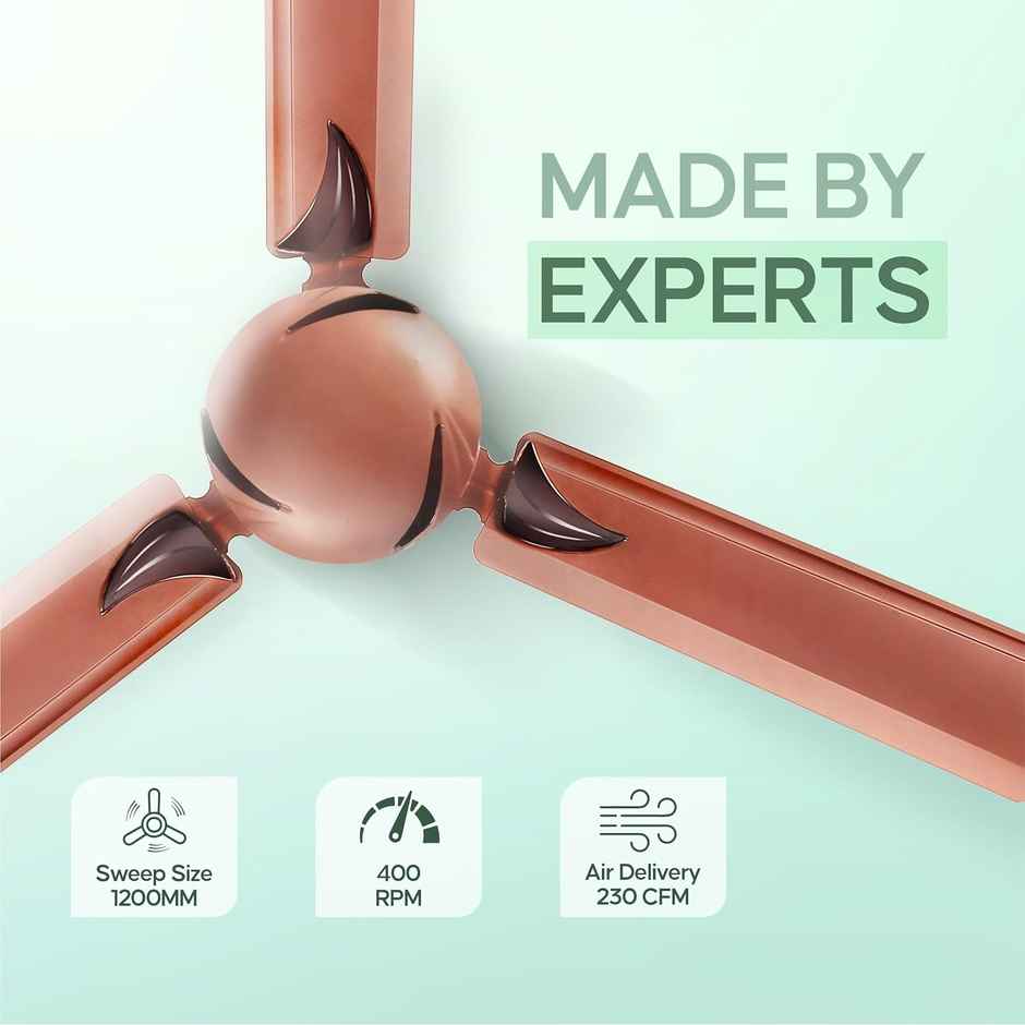 Longway Creta P1 Ceiling Fan,1200mm/48 inch, Remote Controlled,Anti-Dust,Star Rated, Rusty Brown