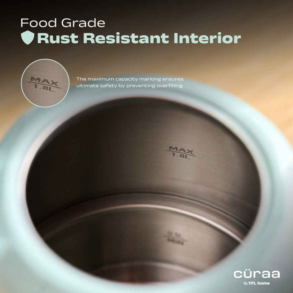 Curaa Retro Electric Kettle 1.8 L | 2000 W Kettle For Hot Water | Detachable Lid | Cool-Touch Handle