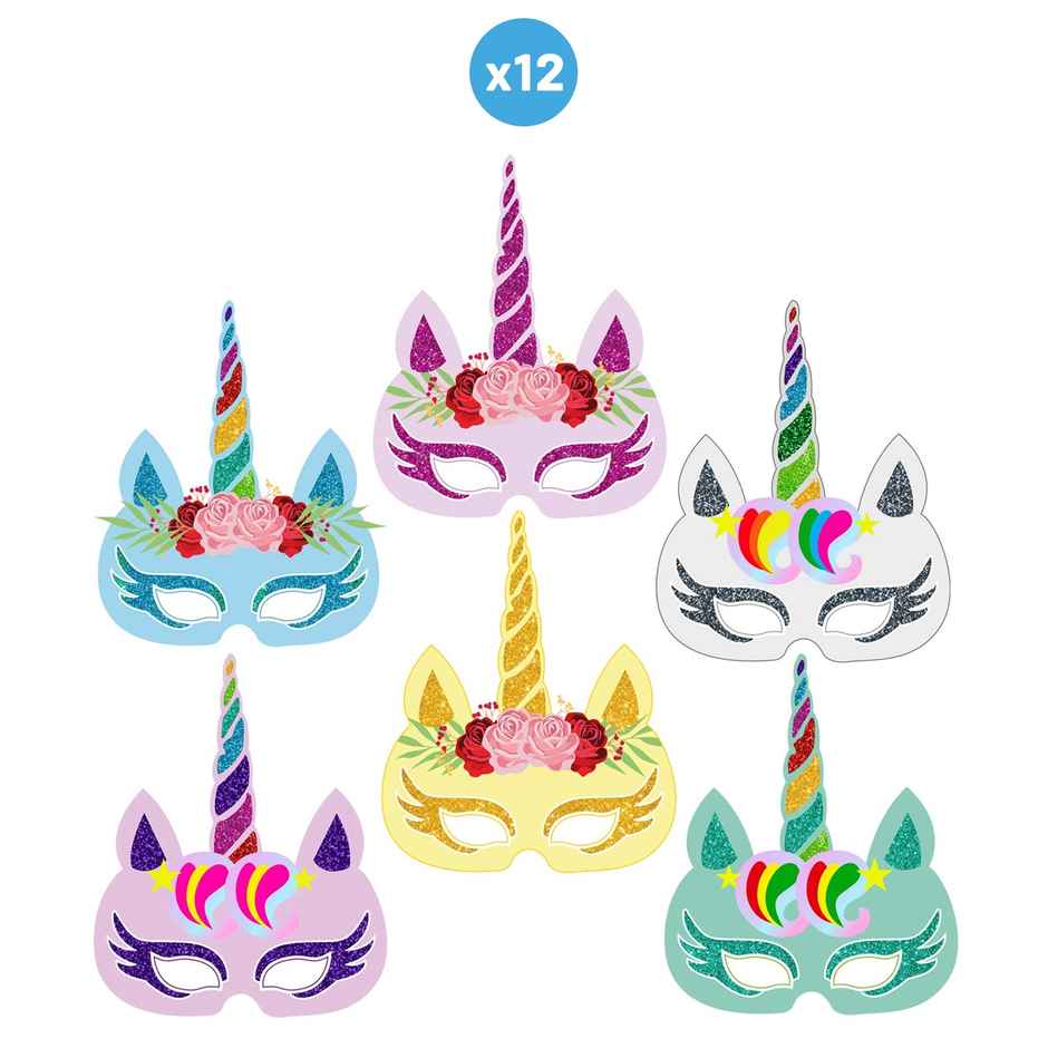 Unicorn Birthday Mask | Pack Of 12 | Party Propz
