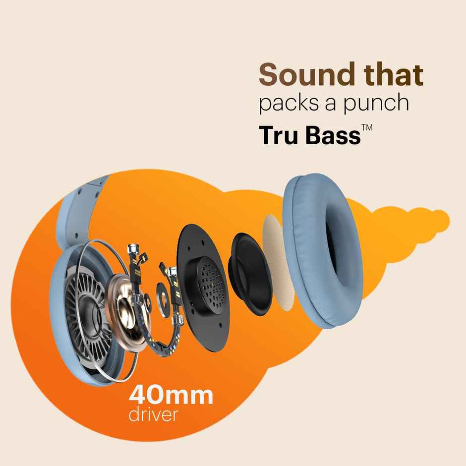 Noise Two 50Hrs Playtime Low Latency(up to 45ms) Dual Pairing BT v5.3 Headphones | Serene Blue