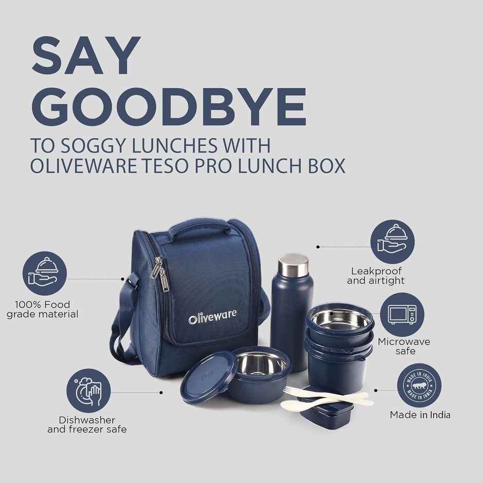 Oliveware Teso Lunch Box With Plastic Cutlery - Blue
