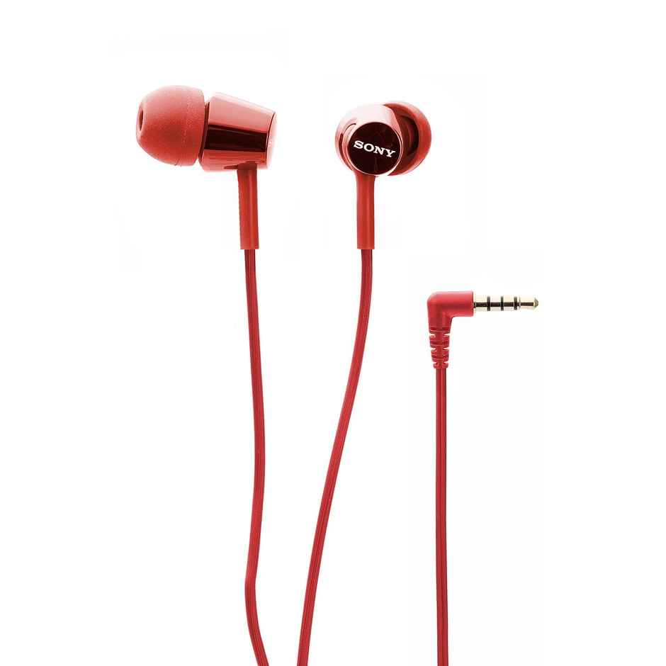 Sony Mdr-ex155ap in-ear Wired Headphones With Mic | Hands-free Call | Tangle Free Cable-red