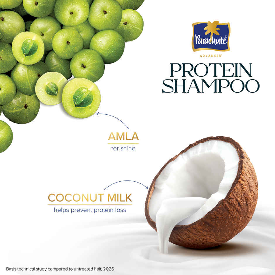 Parachute Advansed Ultra Shine Protein Shampoo | Coconut Milk & Amla | Up to 48hr Shine