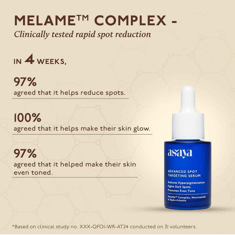 Asaya Advanced Anti Pigmentation Dark Spot Serum With Alpha Arbutin Niacinamide and Melam Complex