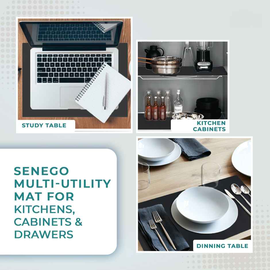 Senego Anti Slip Mat 5m, Shelf Liner Mat for Kitchen/Cupboard/Drawers/Bathroom (45 cm x 5 m), Black