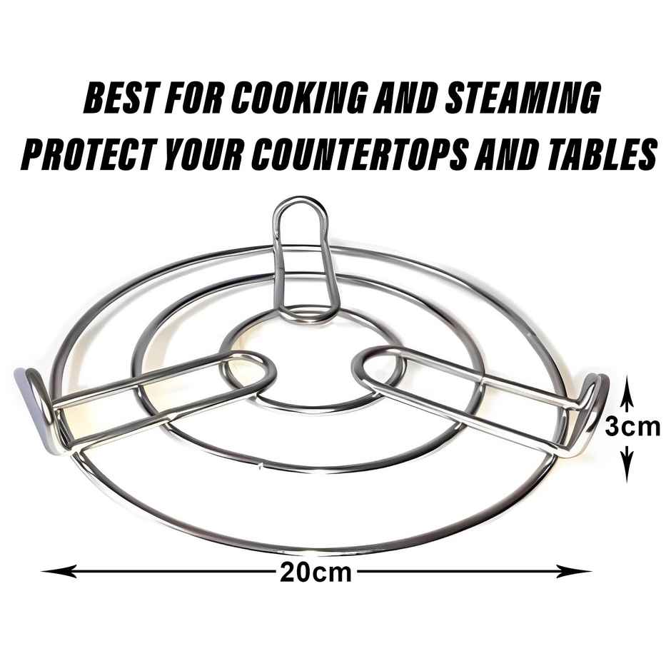 Kuber Industries Stainless Steel Iron Stand | Round Steamer Rack | Silver