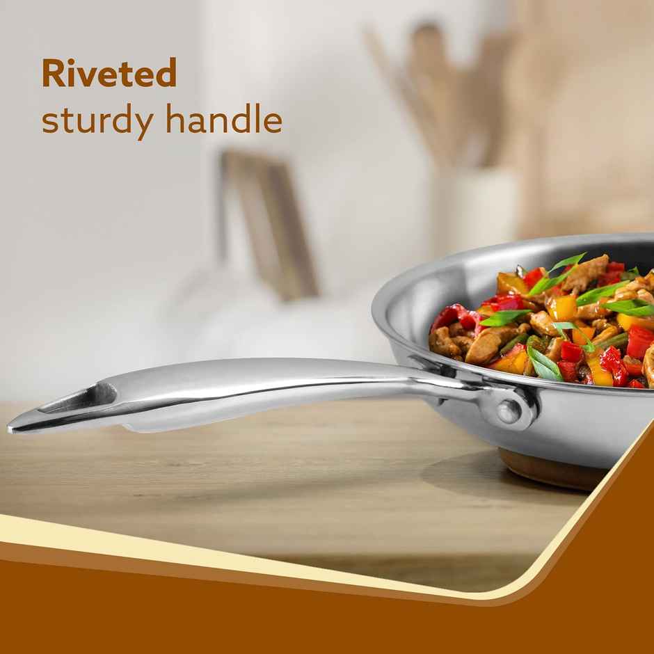 Agaro Royal Honey Comb Frying Pan 22 cm, Durable & Triply Steel with Honey Comb, 4 mm thick plate