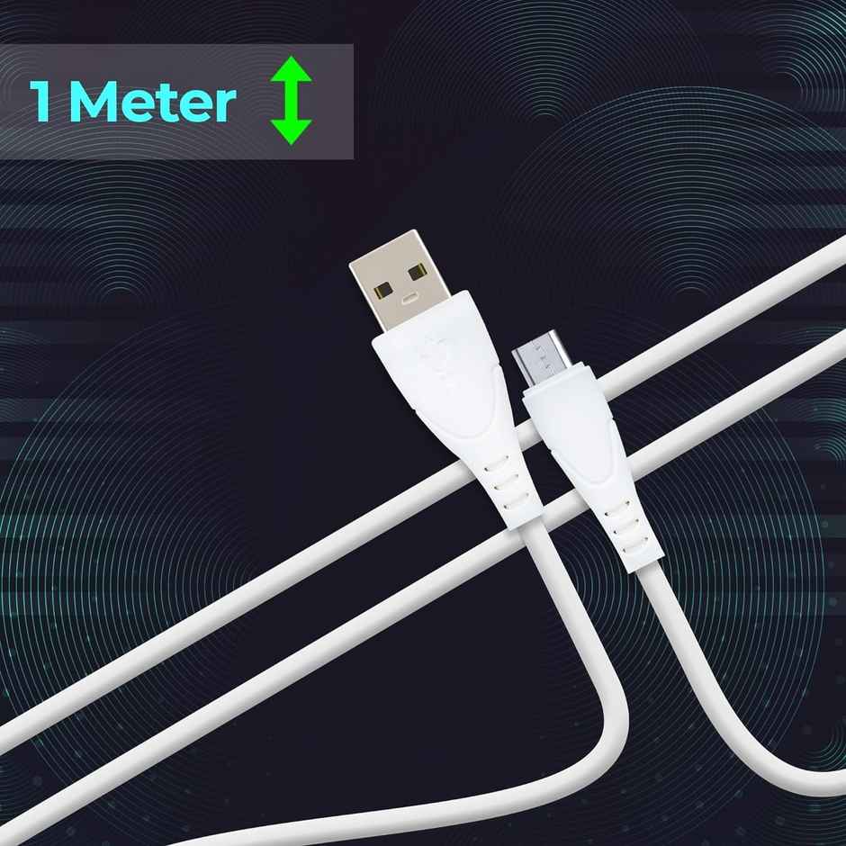 Zebronics MU240 USB - Micro USB Cable, 18 Watts, Rapid Charging, Charge & Sync, 1M - White(Not a type C cable)