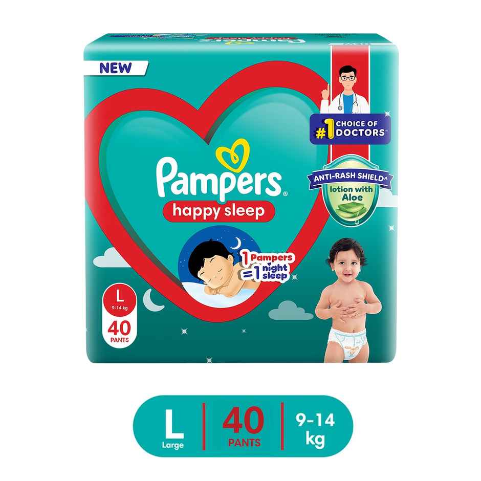 Pampers Happy Sleep Pant Style Baby Diapers | L | 9-14 Kg Diapers Combo