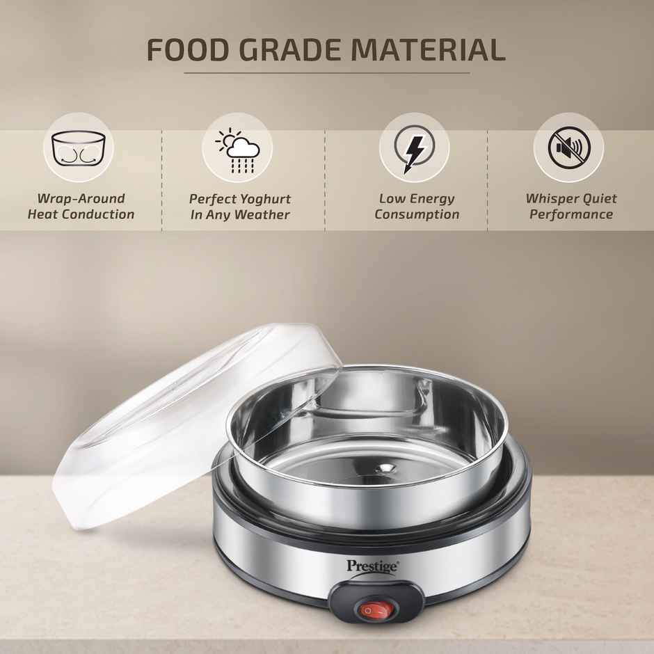 Prestige 900 ml Yoghurt Maker PYM 02 | 360 Degree Uniform Heating| Low Energy Consumption