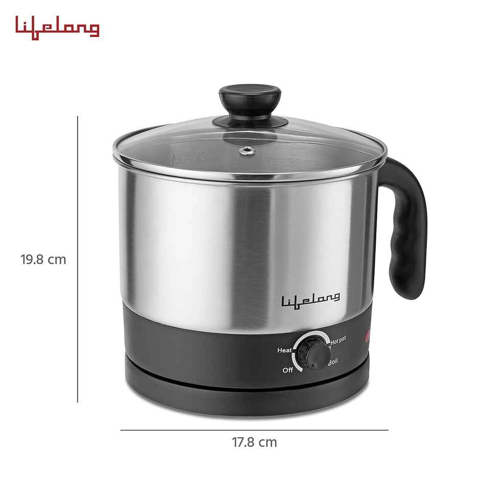 Lifelong Multifunction Cooker Kettle 1.5 L - Best For Boiling Milk Eggs Soup & Maggi Noodles - 600W