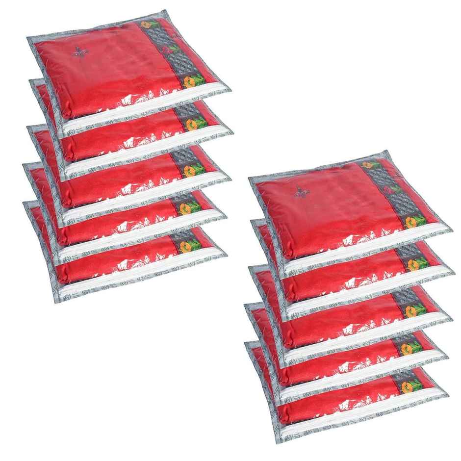 Homestrap Set Of 10 Non Woven Foldable Single Saree Covers - Assorted