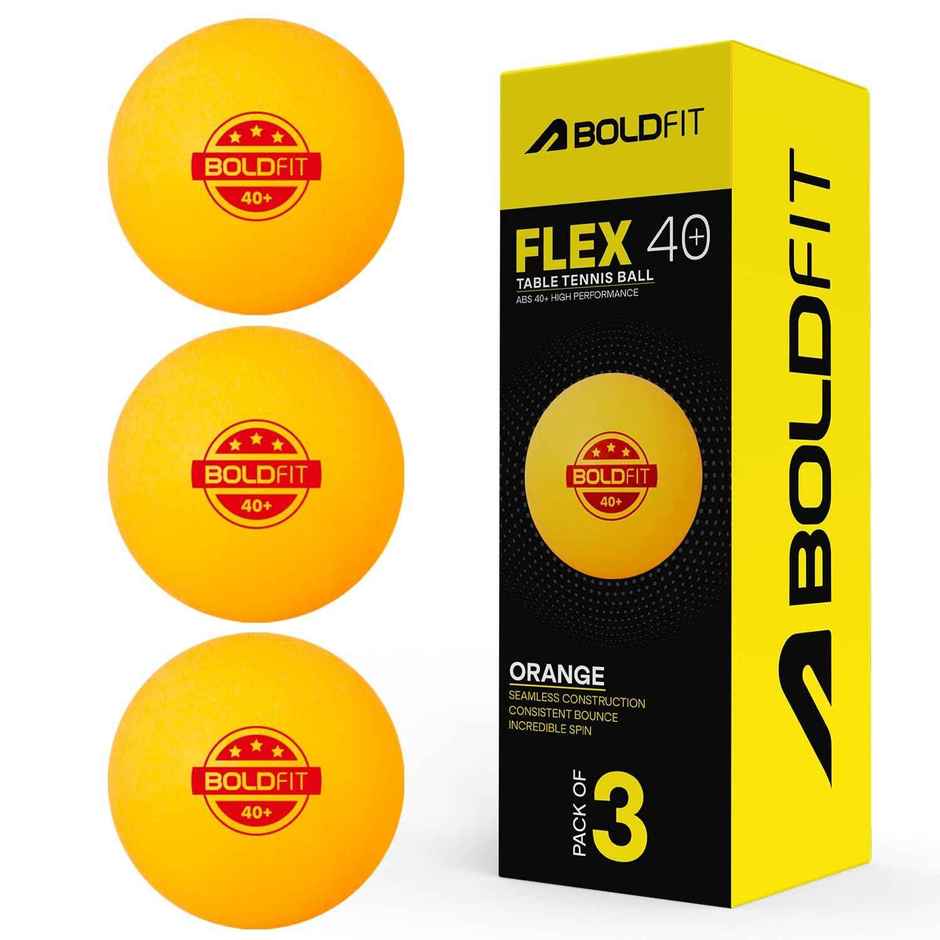 Boldfit 3-Star Orange Table Tennis Balls for Match Training | Set of 3 ABS Plastic