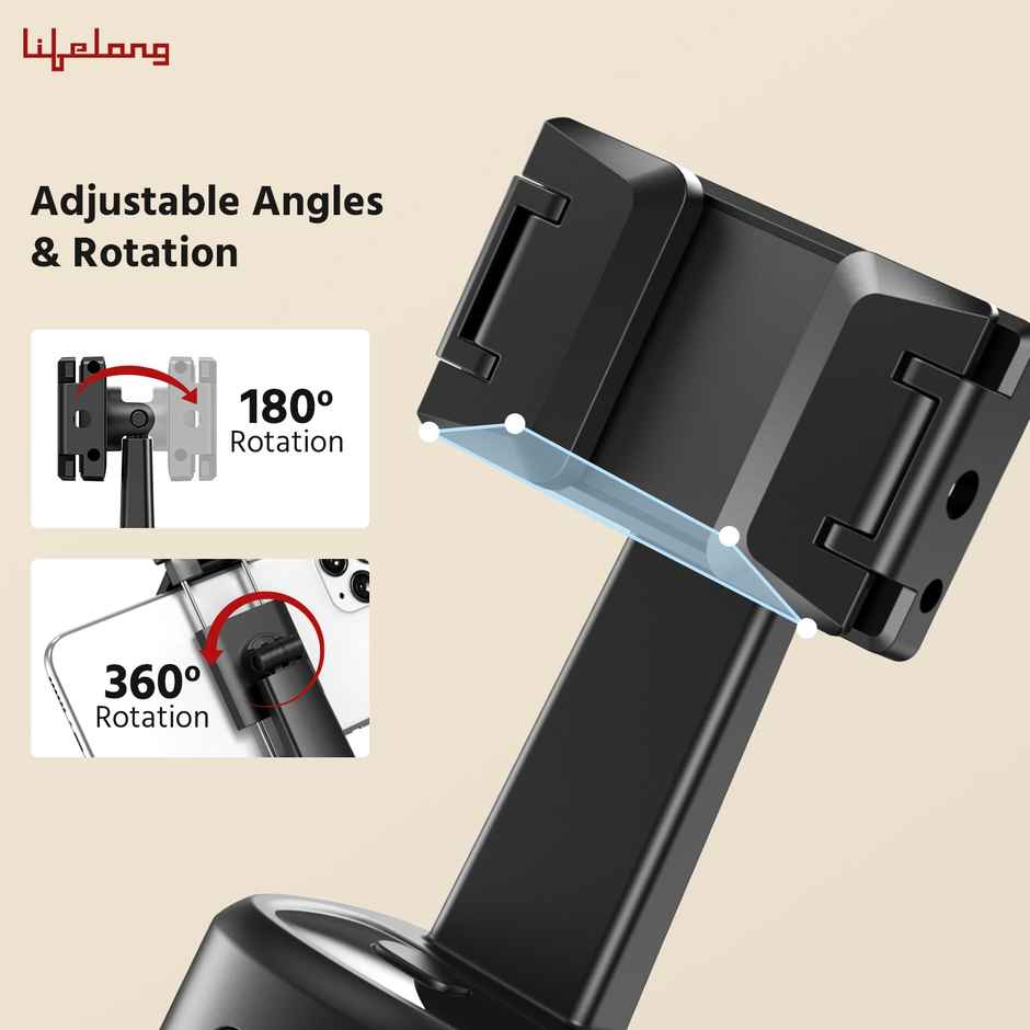 Lifelong Auto Face Tracking Tripod | 360 Rotation Mobile Stand for Video Recording | Rechargeable
