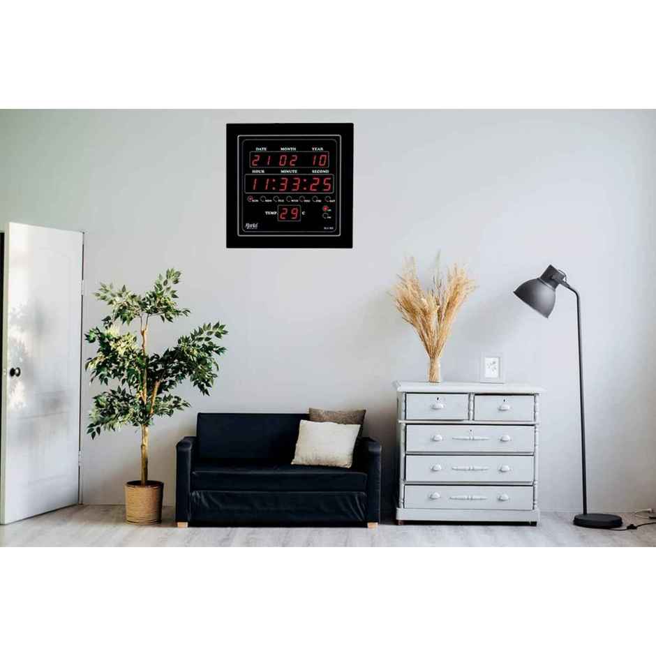 Ajanta Quartz Digital Red LED Square Wall Clock OLC - 302 ( 25.4 x 25.4 x 3.5 cm | Plastic)