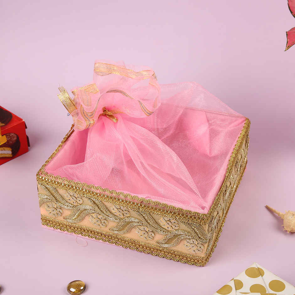 Sqaure Gift Basket Pink Designer | 8 x 8 inch | Festvista