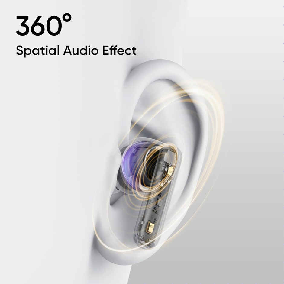 Realme Buds T310 in-Ear TWS Earbuds with 46dB Hybrid ANC, 360 Degree Spatial Audio, 12.4mm Dynamic Bass Driver, Upto 40Hrs Battery and Fast Charging - Vibrant Black