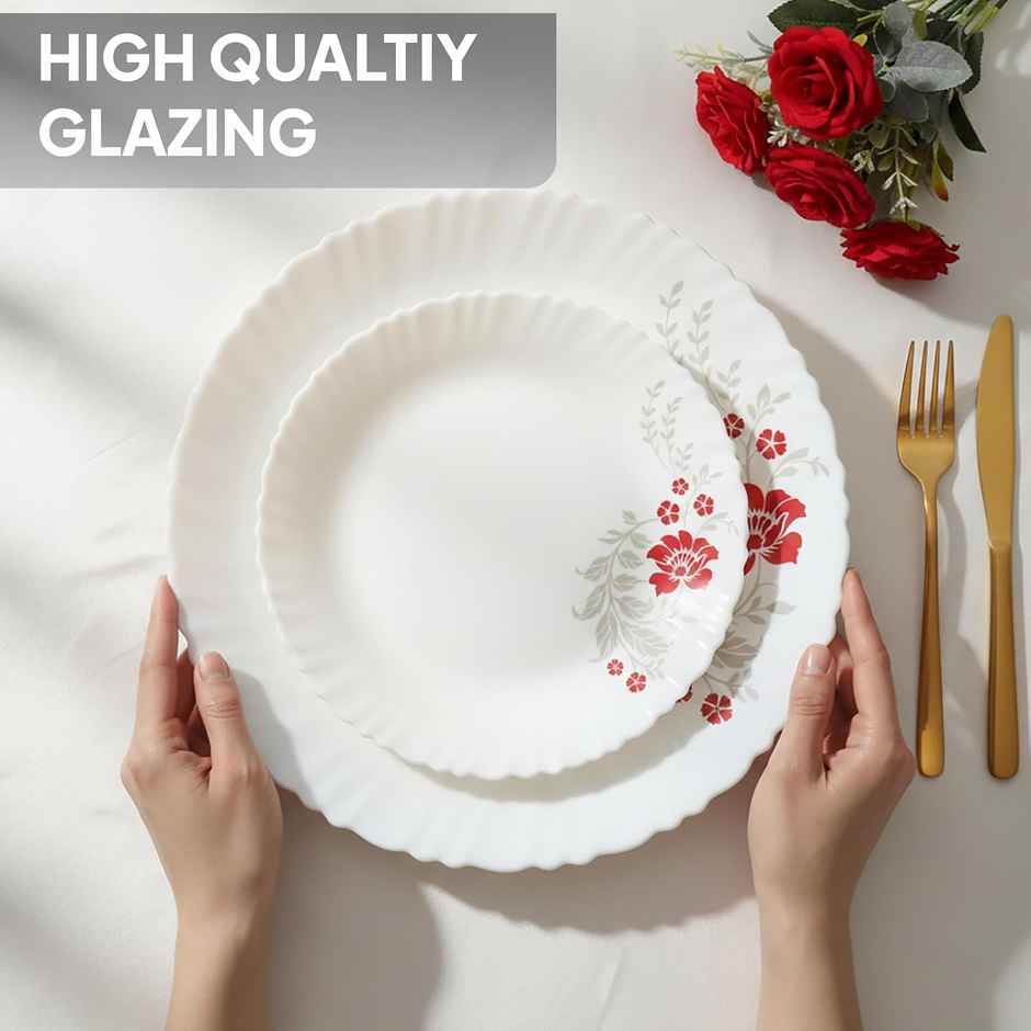 Cello Opalware Dazzle Series Scarlet Bliss Dinner Set, 18 Units