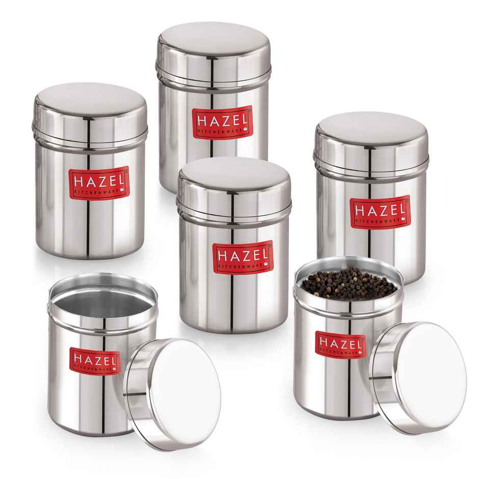 HAZEL Stainless Steel Container | Kitchen Air Tight Storage Dabba Containers | Set of 6 - 150 ml