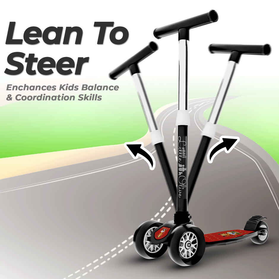 Little Olive Tikes Adjustable Scooter with Wide Brakes, Foldable, for Kids (3-7 Years, Black)