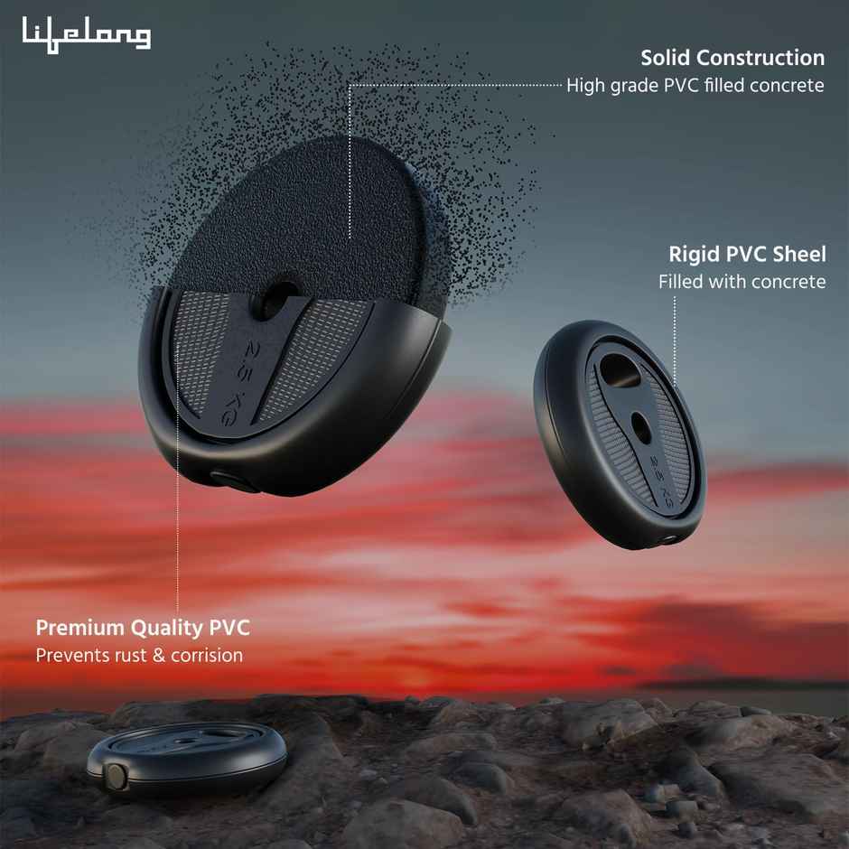 Lifelong PVC Gym Equipment Set For Home Workout 5Kg - Dumbbell Set For Gym-4*1.25Kg Weight Plates