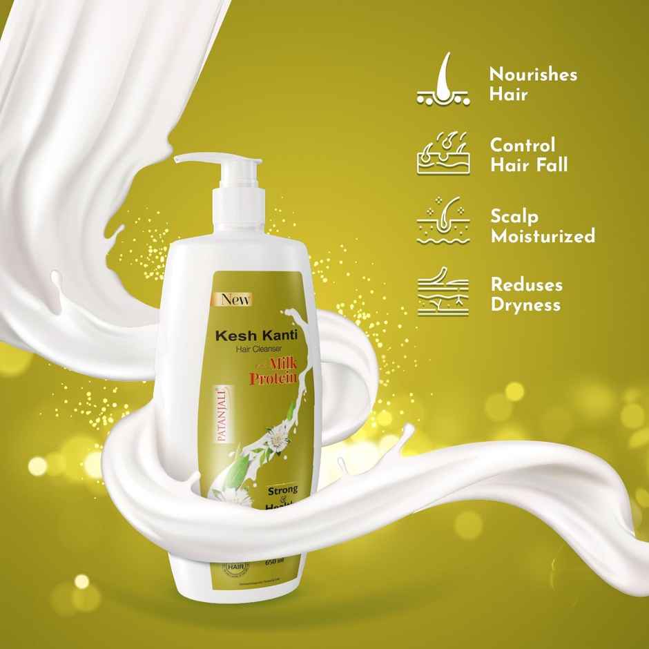 Patanjali Kesh Kanti Milk Protein Shampoo (Hair Cleanser) - Hair Breakage Care